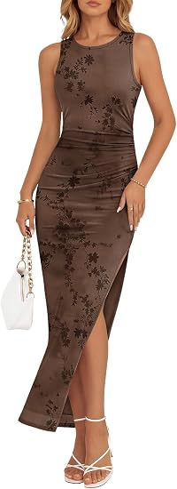 Perfect Fit Ruched Side Slit Maxi Dress