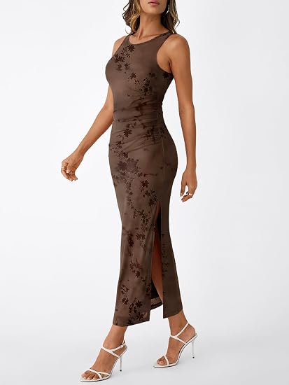 Perfect Fit Ruched Side Slit Maxi Dress