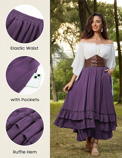 Ethereal Renaissance Tiered Maxi Skirt With Ruffle Layers