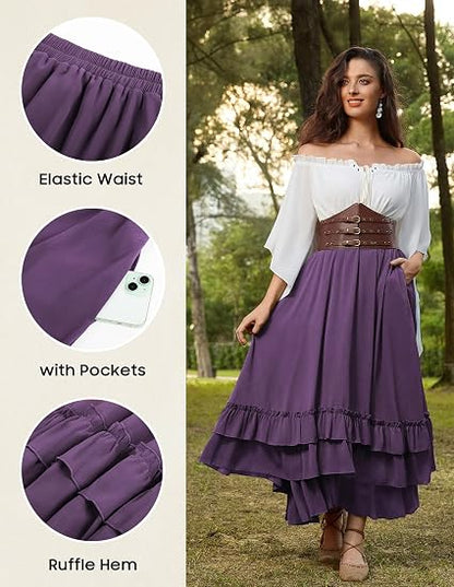 Ethereal Renaissance Tiered Maxi Skirt With Ruffle Layers