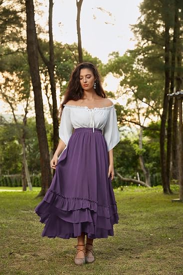 Ethereal Renaissance Tiered Maxi Skirt With Ruffle Layers