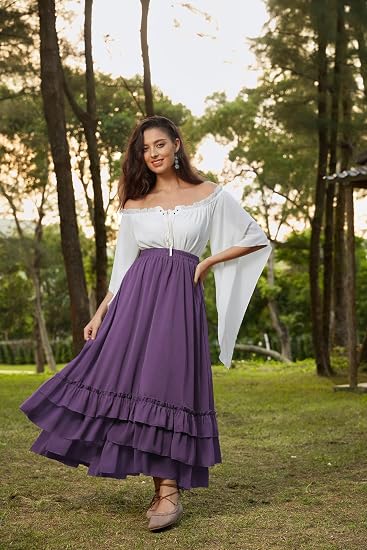 Ethereal Renaissance Tiered Maxi Skirt With Ruffle Layers